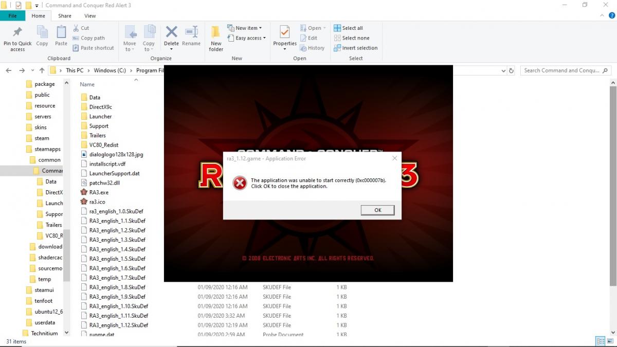 red alert 3 directx error windows 10